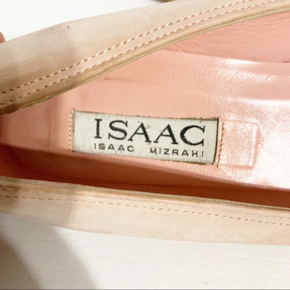 Isaac Isaac Mizrahi Pointed Toe Blush Pink Suede Flats Bow Detailing Stitching